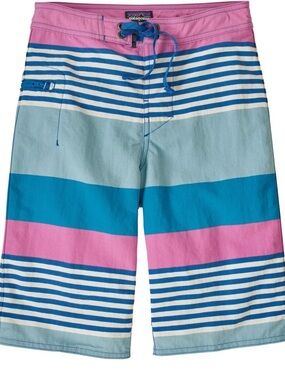 Patagonia Wavefarer Boardshorts Boys Size 10 Fitz Stripe Joya Blue